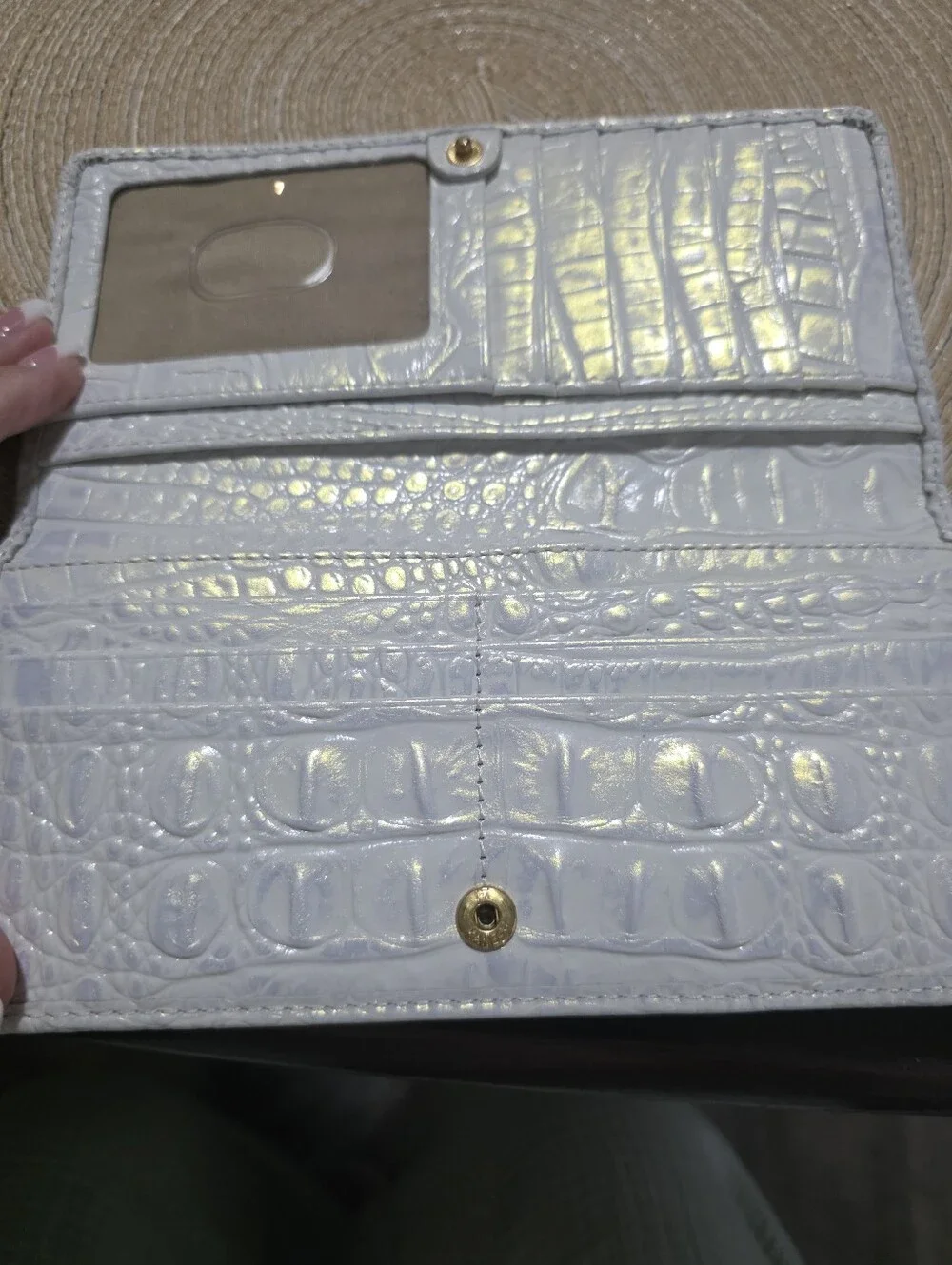 Abrand White Croc-Embossed Backpack